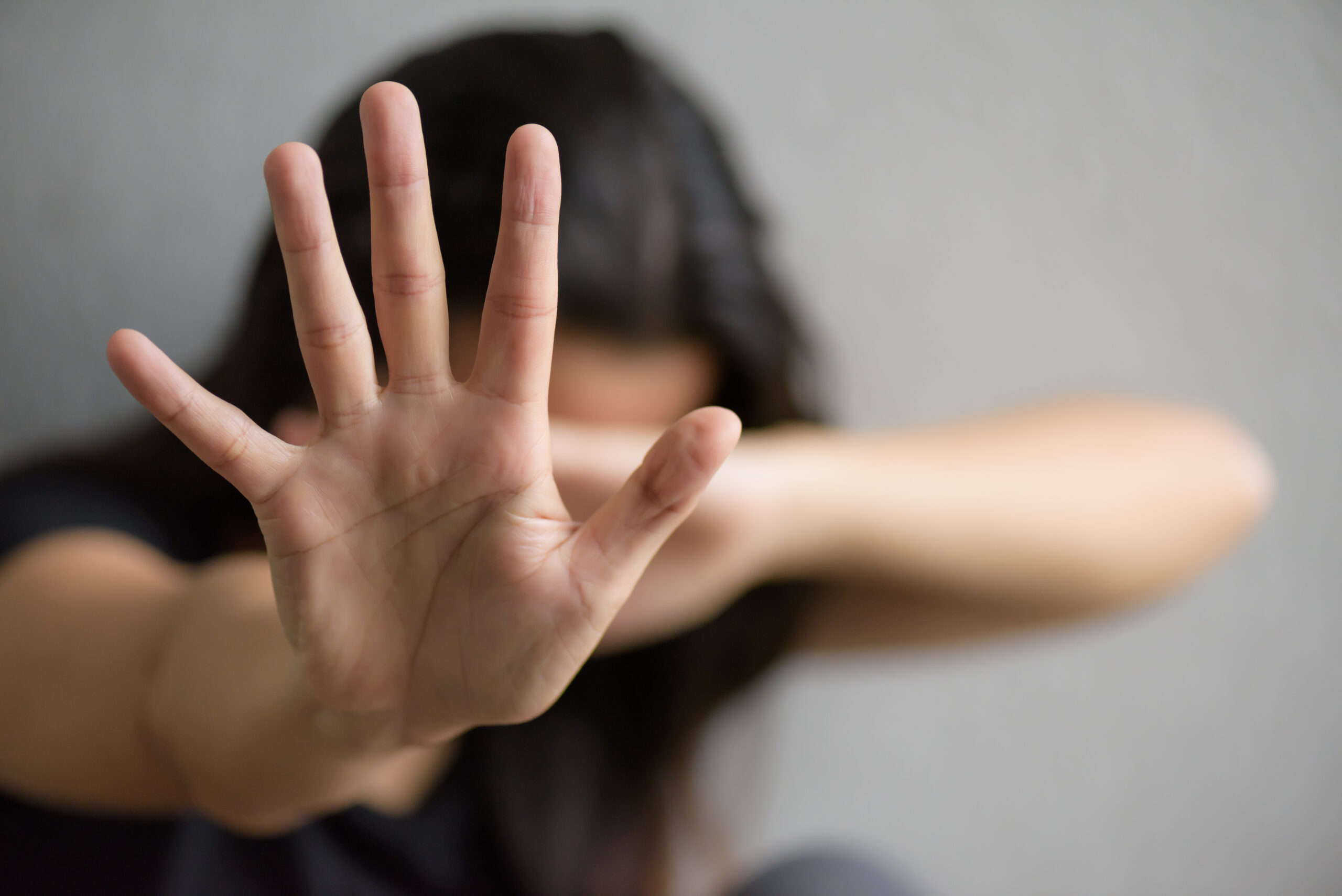 Woman hand sign for stop abusing violence, Human Rights Day conc