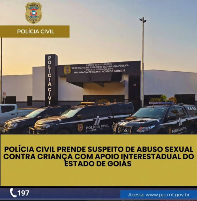 Ação conjunta: Polícia Civil prende em Goiás homem acusado de abusar da própria filha de 9 anos em Campo Novo do Parecis