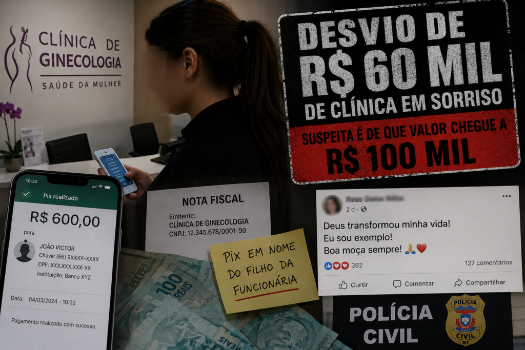 Golpe na Saúde: Funcionária de clínica médica em Sorriso é suspeita de desviar até R$ 100 mil usando Pix do filho