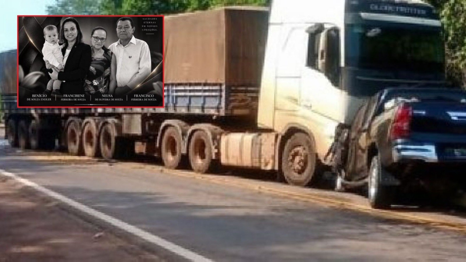 Identificados os quatro ocupantes de Hilux mortos em colisão na BR-163